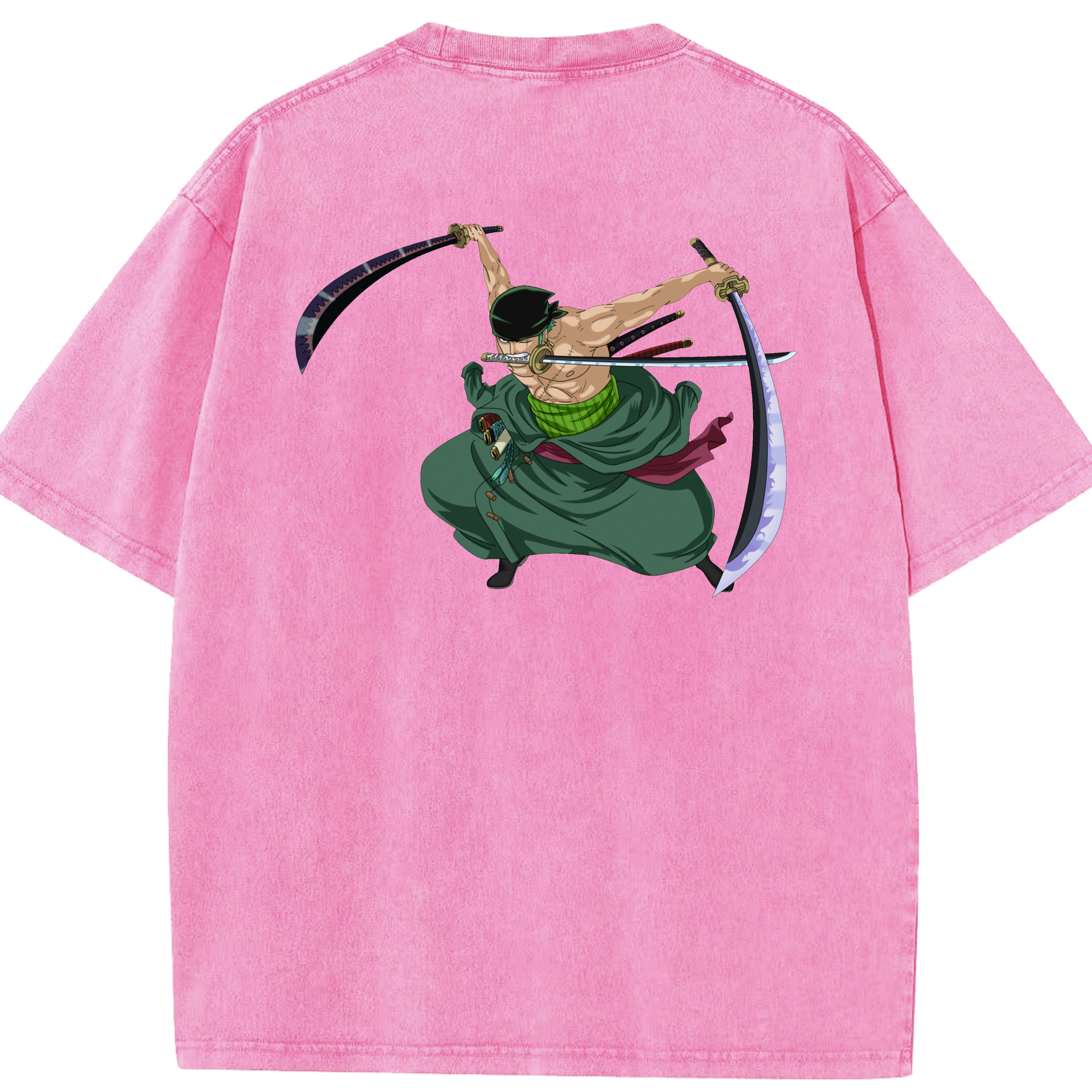 ワンピース ロロノア・ゾロ ONE PIECE Roronoa Zoro 綿100% ヴィンテージ風 半袖Tシャツ（背面プリント）
